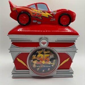 Fun Lightning McQueen piggy bank with working clock